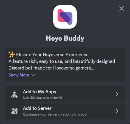 Pantalla para agregar la aplicación a Discord